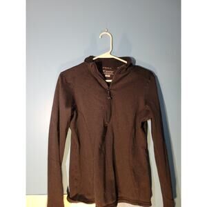 Terramar Womens Black Quarter Zip Pullover Sweatshirt Size S